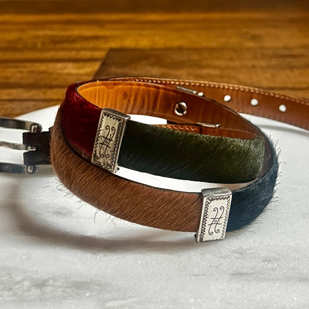 Brighton Multicolor Haircalf Belt with Silver Accents